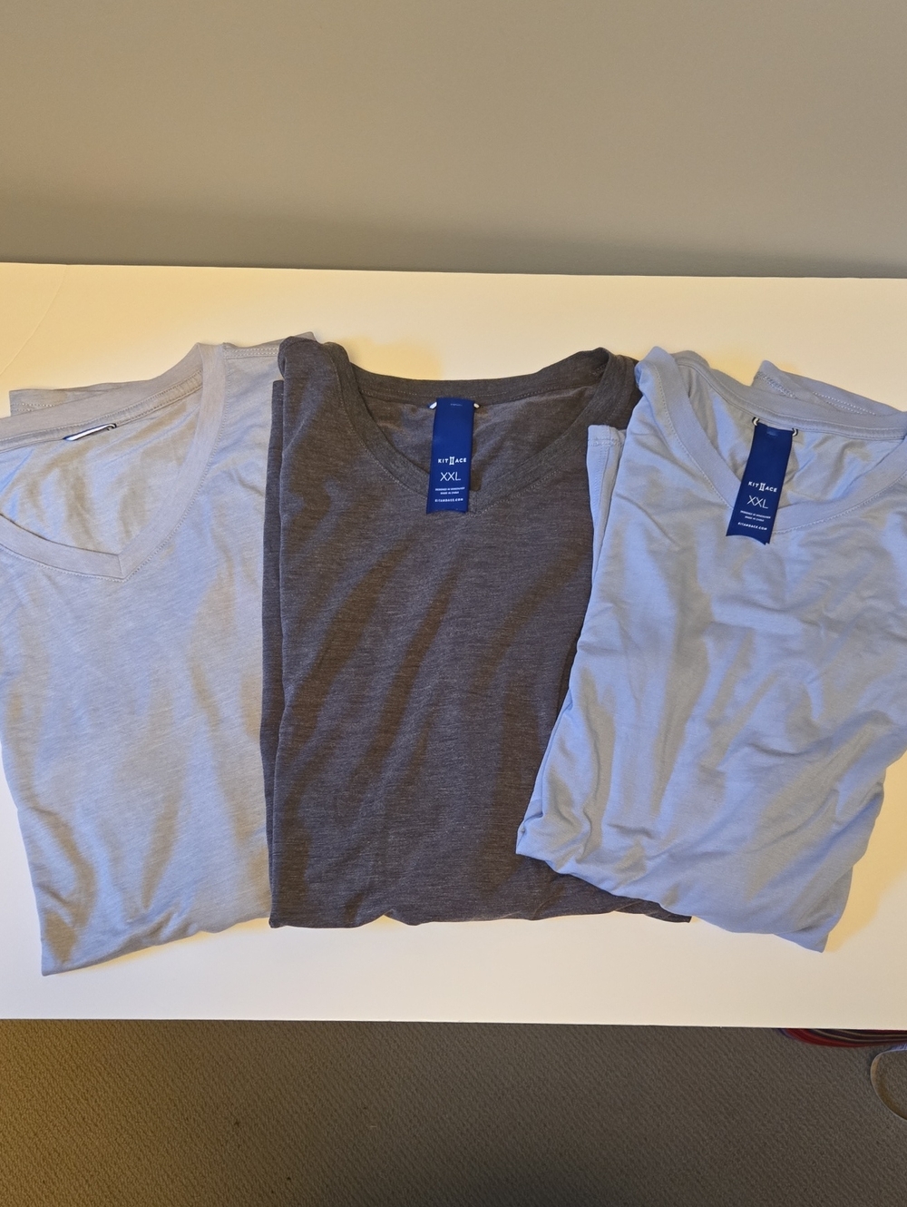 Men's V-Neck T-Shirt - Light Blue, Gray and Light Gray - XXL